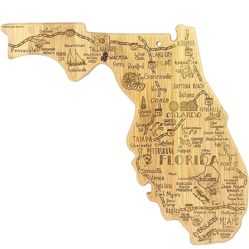 Florida State Shaped Serving & Cutting Board with Hang Tie for Wall Display - Picture 5 of 5
